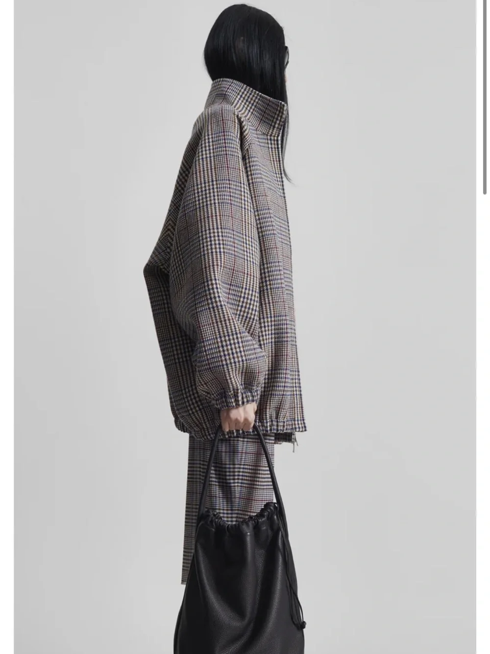 THE FRANKIE SHOP - BAXTER WOOL TRACK JACKET - BEIGE GLEN PLAID - Picture 2 of 15